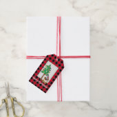 Funny Buffalo Check Dog met Kerstmis met kerstmis Cadeaulabel (Met Touw)