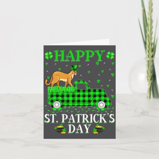 Funny Buffalo Plaid Green Truck Cougar St Patrick  Kaart (Voorkant)