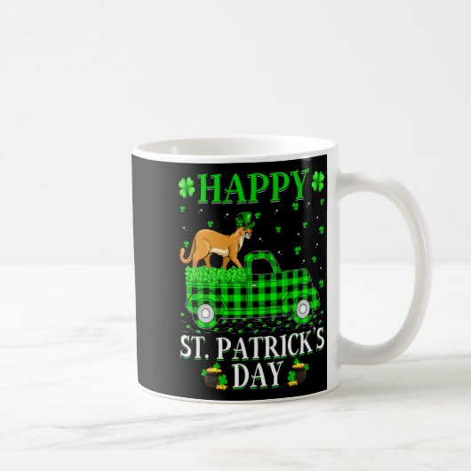 Funny Buffalo Plaid Green Truck Cougar St Patrick  Koffiemok (Rechts)