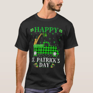 Funny Buffalo Play Green Truck Saxophone St. Patr T-shirt