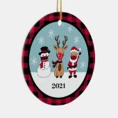 Funny Buffalo Pset Check Santa Masker Keramisch Ornament (Rechts)