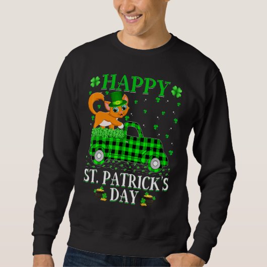 Funny Buffalo Pset Green Truck Cat St Patrick's D Trui (Voorkant)