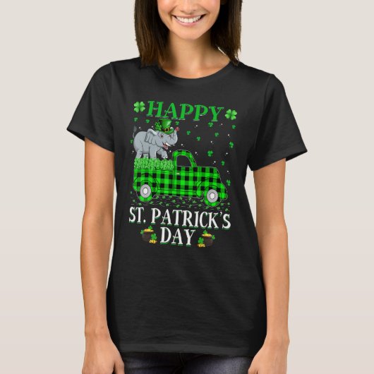 Funny Buffalo Pset Green Truck Elephant St Patri T-shirt (Voorkant)