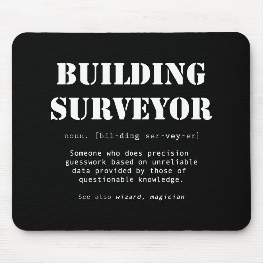 Funny Building Surveyor Dictionary Cadeft Muismat (Voorkant)