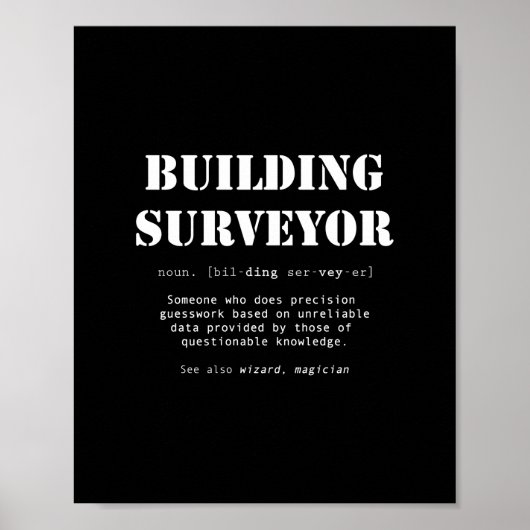 Funny Building Surveyor Dictionary Definition Poster (Voorkant)