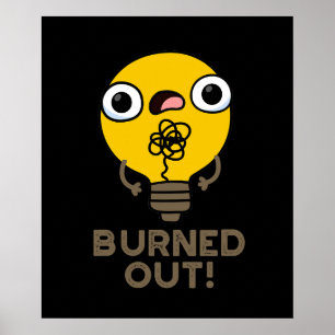 Funny Bulb Pun Dark BG Poster