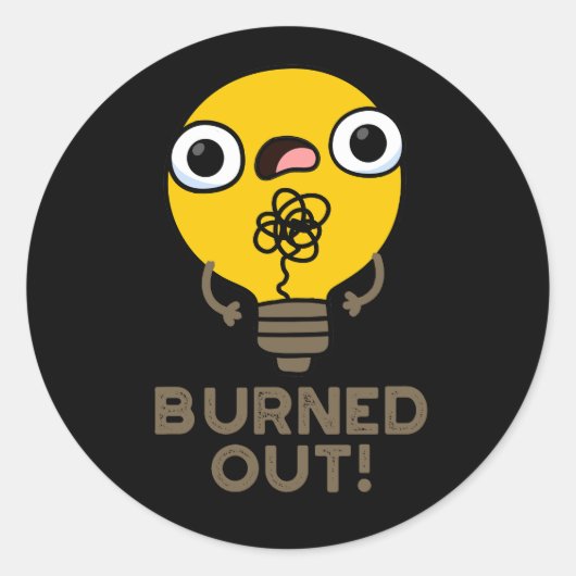 Funny Bulb Pun Dark BG Ronde Sticker (Voorkant)