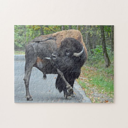 Funny Bull Bison met zijn testikels Legpuzzel (Horizontaal)