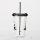 Funny bull Driving Bulldozer cartoon Acryl Drinkbeker (Rechts)