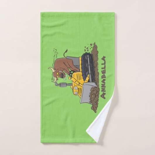 Funny bull Driving Bulldozer cartoon Bad Handdoek (Handdoek)