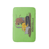 Funny bull Driving Bulldozer cartoon Badmat (Voorkant Verticaal)