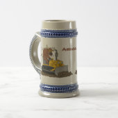 Funny bull Driving Bulldozer cartoon Bierpul (Voorkant links)