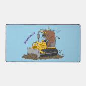 Funny bull Driving Bulldozer cartoon Bureaumat (Voorkant)