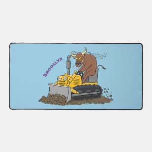 Funny bull Driving Bulldozer cartoon Bureaumat