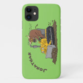 Funny bull Driving Bulldozer cartoon Case-Mate iPhone Case (Achterkant)
