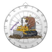 Funny bull Driving Bulldozer cartoon Dartbord (Voorkant)