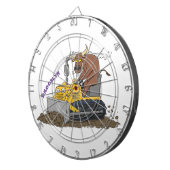 Funny bull Driving Bulldozer cartoon Dartbord (Voorkant Rechts)