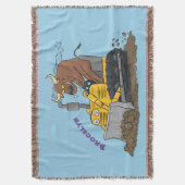 Funny bull Driving Bulldozer cartoon Deken (Voorkant Verticaal)