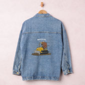 Funny bull Driving Bulldozer cartoon Denim Jacket (Hangar)