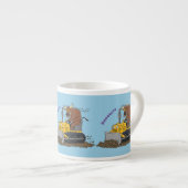 Funny bull Driving Bulldozer cartoon Espresso Kop (Voorkant rechts)