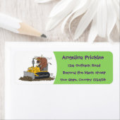 Funny bull Driving Bulldozer cartoon Etiket (Insitu)