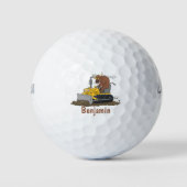 Funny bull Driving Bulldozer cartoon Golfballen (Voorkant)