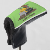 Funny bull Driving Bulldozer cartoon Golfheadcover (3/4 voorkant)