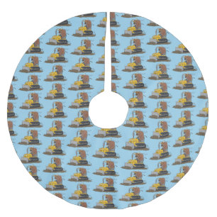 Funny bull Driving Bulldozer cartoon Kerstboom Rok