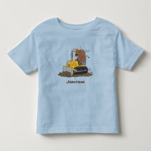 Funny bull Driving Bulldozer cartoon Kinder Shirts