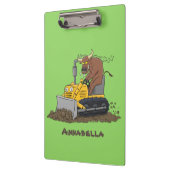 Funny bull Driving Bulldozer cartoon Klembord (Links)
