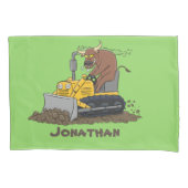Funny bull Driving Bulldozer cartoon Kussensloop (Voorkant)