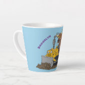 Funny bull Driving Bulldozer cartoon Latte Mok (Linkerhoek)