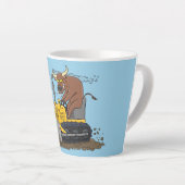 Funny bull Driving Bulldozer cartoon Latte Mok (Rechterhoek)