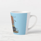 Funny bull Driving Bulldozer cartoon Latte Mok (Rechts)