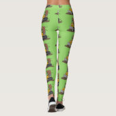 Funny bull Driving Bulldozer cartoon Leggings (Achterkant)