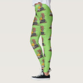 Funny bull Driving Bulldozer cartoon Leggings (Links)