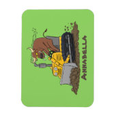 Funny bull Driving Bulldozer cartoon Magneet (Verticaal)