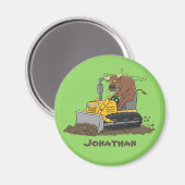 Funny bull Driving Bulldozer cartoon Magneet (Voorkant / Achterkant)