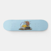 Funny bull Driving Bulldozer cartoon Persoonlijk Skateboard (Horizontaal)
