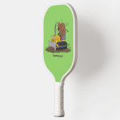 Funny bull Driving Bulldozer cartoon Pickleball Paddle (Links)