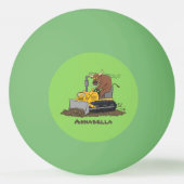 Funny bull Driving Bulldozer cartoon Pingpongbal (Achterkant)