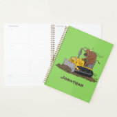 Funny bull Driving Bulldozer cartoon Planner (Display)