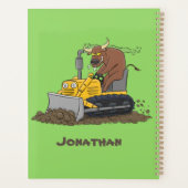 Funny bull Driving Bulldozer cartoon Planner (Achterkant)