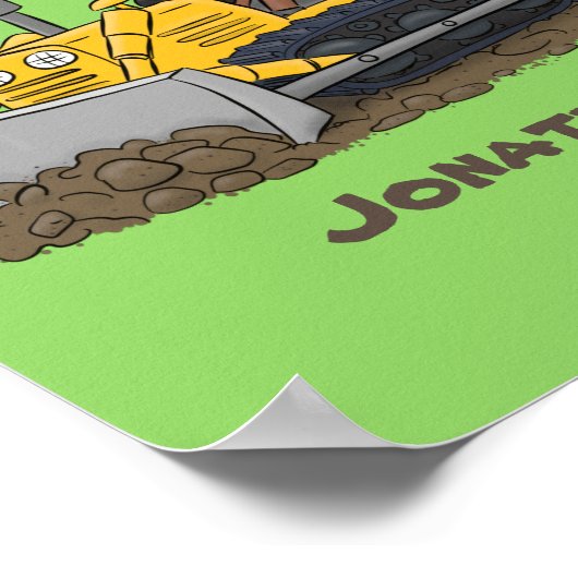 Funny bull Driving Bulldozer cartoon Poster (Hoek)