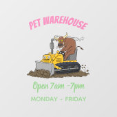 Funny bull Driving Bulldozer cartoon Raamsticker (Vel)