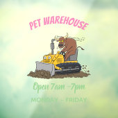 Funny bull Driving Bulldozer cartoon Raamsticker (Vel 3)