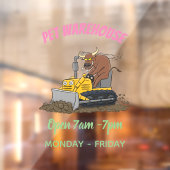 Funny bull Driving Bulldozer cartoon Raamsticker (Vel 2)