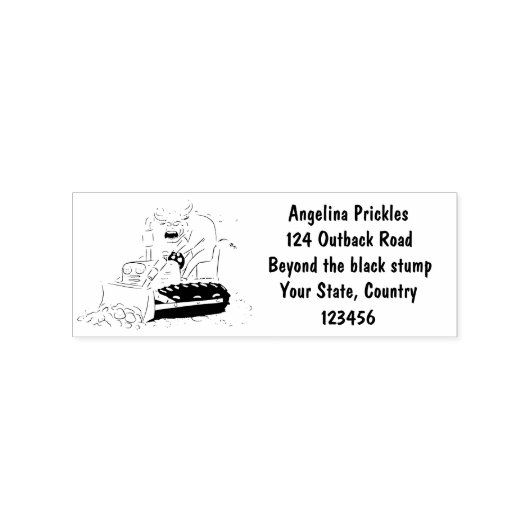 Funny bull Driving Bulldozer cartoon Rubberstempel (Afrduk)