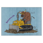Funny bull Driving Bulldozer cartoon Snijplank (Voorkant)