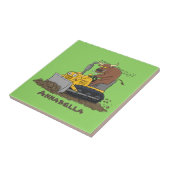 Funny bull Driving Bulldozer cartoon Tegeltje (Zijkant)